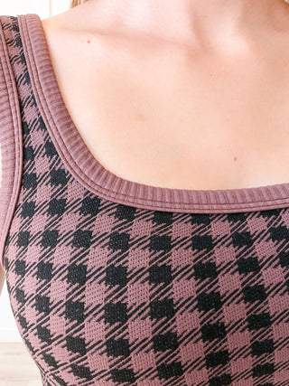 Nikibiki Checked Square Neck Top