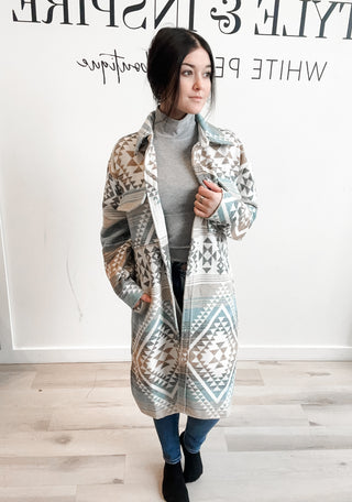 Alba Tribal Pattern Long Shacket *Final Sale*