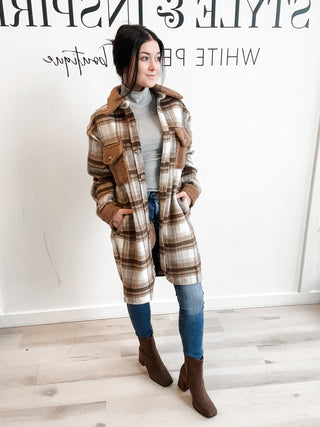 Gretchen Button Up Sherpa Contrast Shacket