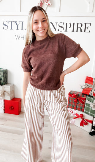 Abigail Half Sleeve Fuzzy Sweater