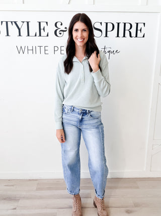 Chrishell Quarter Button Pullover