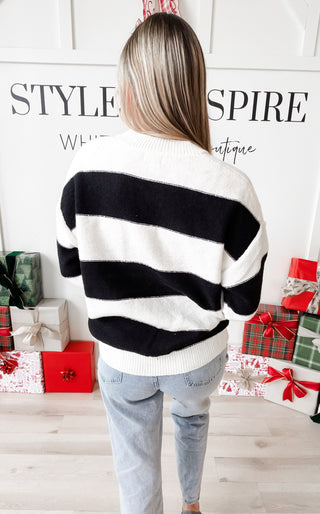 Audrey Stripe Half Button Sweater