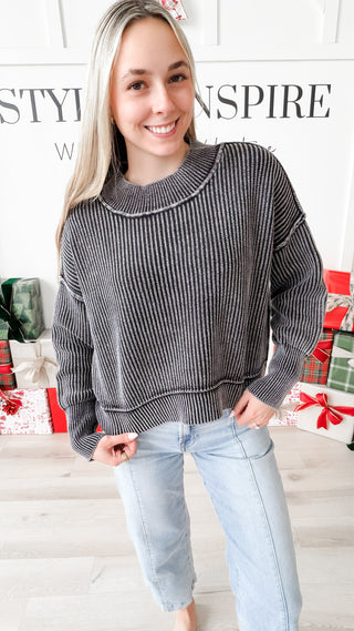 Nalani Washed Rib Oversized Crop Sweater