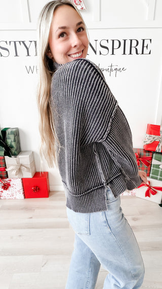 Nalani Washed Rib Oversized Crop Sweater