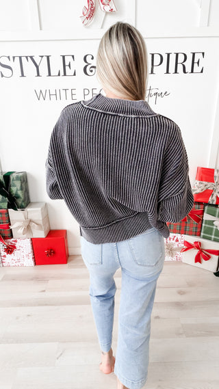 Nalani Washed Rib Oversized Crop Sweater