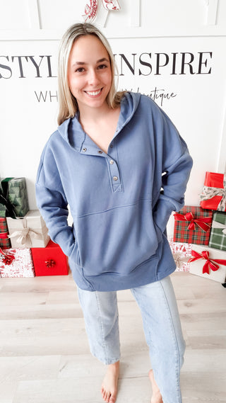 Neecy Half Snap Hooded Sweatshirt *Final Sale*