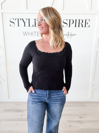 Paulette Lace Trimmed Reversible Top