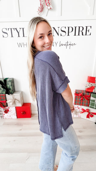 DeNay Cable Rib Raw Edge Top *Final Sale*