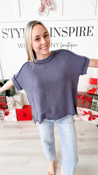 DeNay Cable Rib Raw Edge Top *Final Sale*