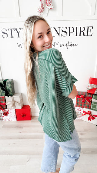 DeNay Cable Rib Raw Edge Top *Final Sale*