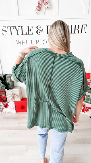 DeNay Cable Rib Raw Edge Top *Final Sale*