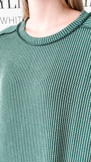 DeNay Cable Rib Raw Edge Top *Final Sale*