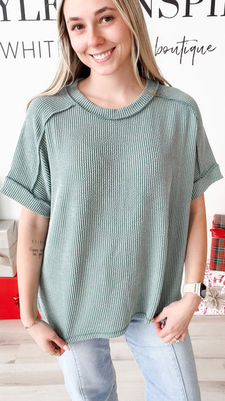 DeNay Cable Rib Raw Edge Top *Final Sale*