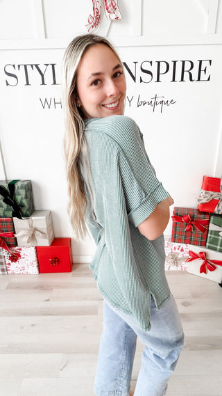 DeNay Cable Rib Raw Edge Top *Final Sale*