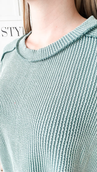 DeNay Cable Rib Raw Edge Top *Final Sale*