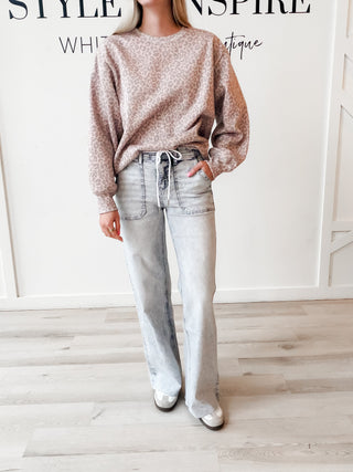 Flying Monkey Drawstring Wide Leg Jeans