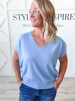 Emory Cap Sleeve V-Neck Top