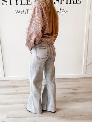 Flying Monkey Drawstring Wide Leg Jeans