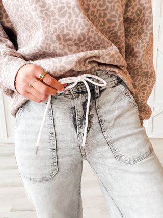 Flying Monkey Drawstring Wide Leg Jeans