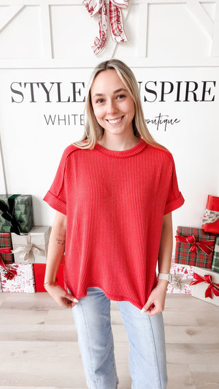 DeNay Cable Rib Raw Edge Top *Final Sale*