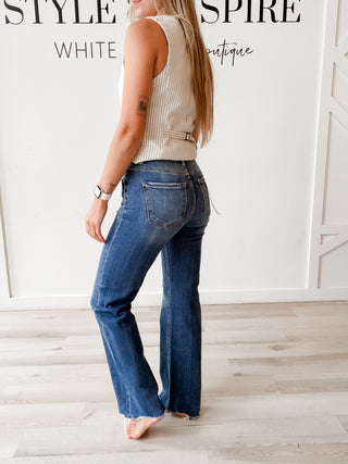 Risen Tummy Control Wide Leg Jeans