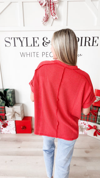 DeNay Cable Rib Raw Edge Top *Final Sale*