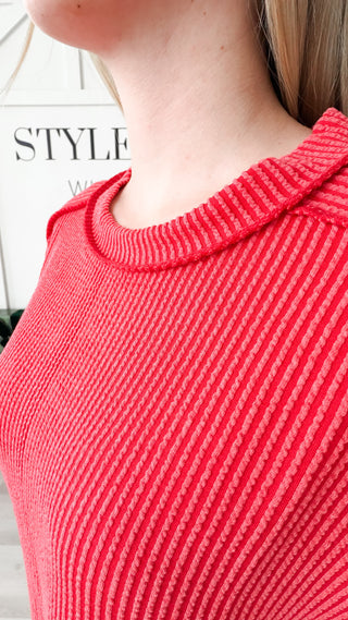 DeNay Cable Rib Raw Edge Top *Final Sale*