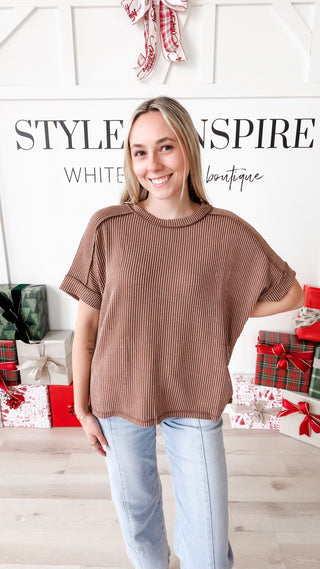 DeNay Cable Rib Raw Edge Top *Final Sale*