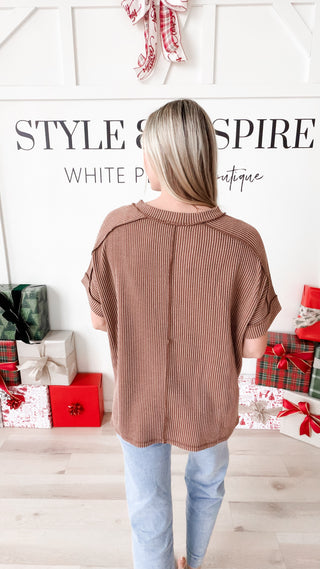 DeNay Cable Rib Raw Edge Top *Final Sale*