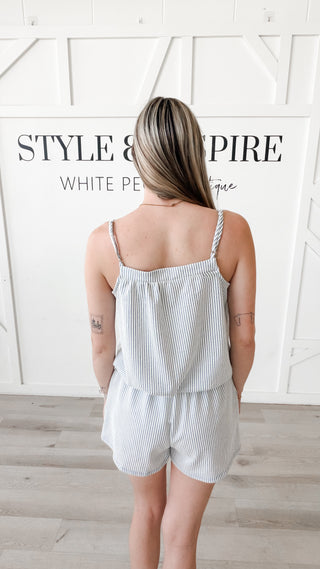 Jill Coastal Stripe Button Up Tank Top