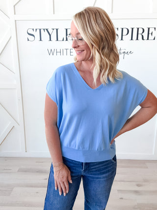 Emory Cap Sleeve V-Neck Top