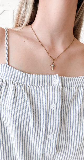 Jill Coastal Stripe Button Up Tank Top