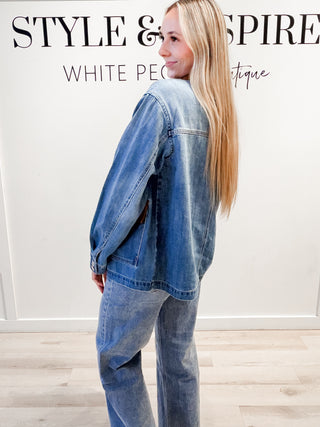 Daphne Faux Leather Trim Shacket