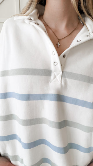 Madeline Stripe Half Snap Pullover