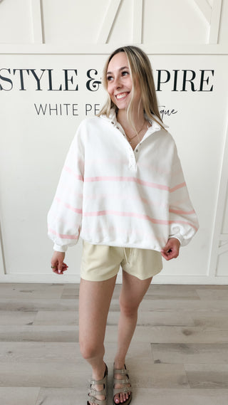 Madeline Stripe Half Snap Pullover