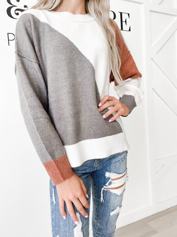Becky Diagonal Colorblock Sweater