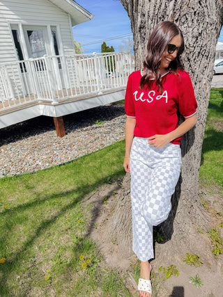 USA Stitched Graphic SS Sweater