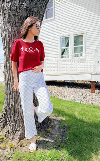 USA Stitched Graphic SS Sweater