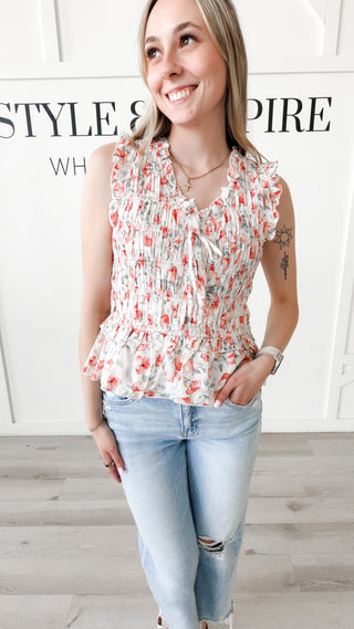 Renae Sleeveless Smocked Top