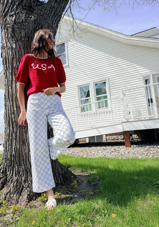 USA Stitched Graphic SS Sweater