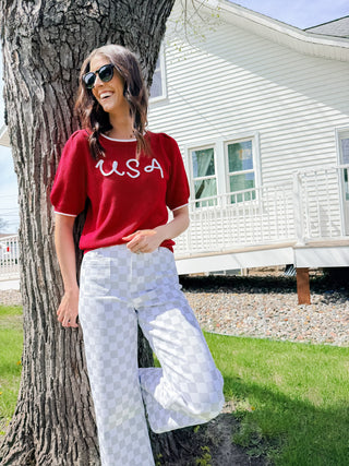 USA Stitched Graphic SS Sweater