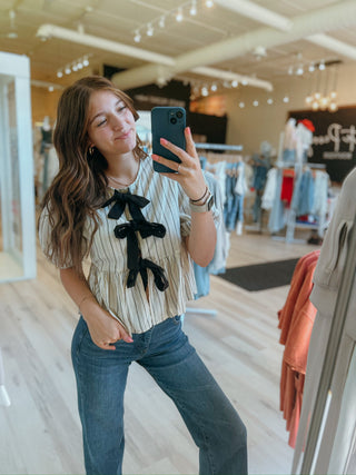 Lara Stripe Front Tie Blouse