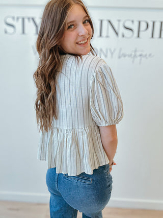 Lara Stripe Front Tie Blouse