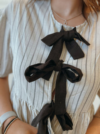 Lara Stripe Front Tie Blouse