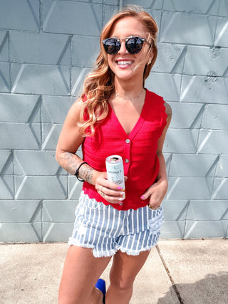 Emily Pointelle Button Front Vest