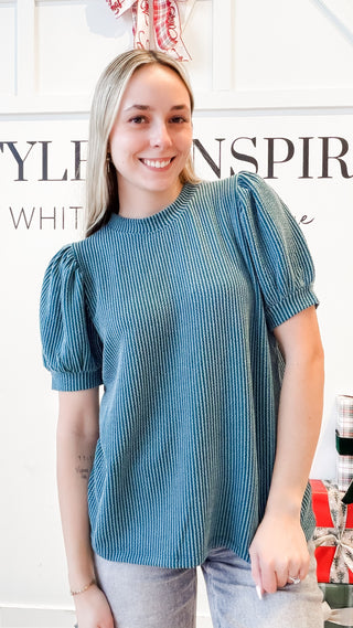 Traci Ribbed Puff Short Sleeve Top *Final Sale*