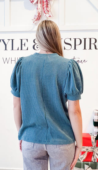 Traci Ribbed Puff Short Sleeve Top *Final Sale*