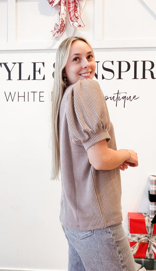Traci Ribbed Puff Short Sleeve Top *Final Sale*