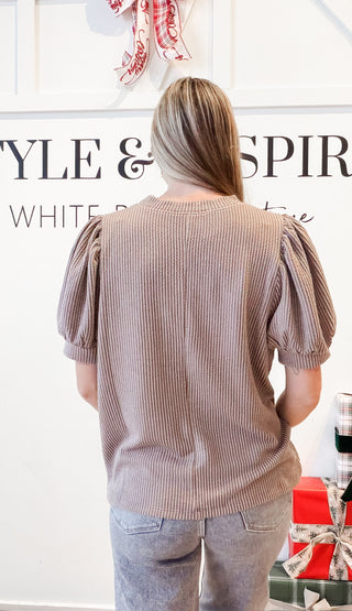 Traci Ribbed Puff Short Sleeve Top *Final Sale*
