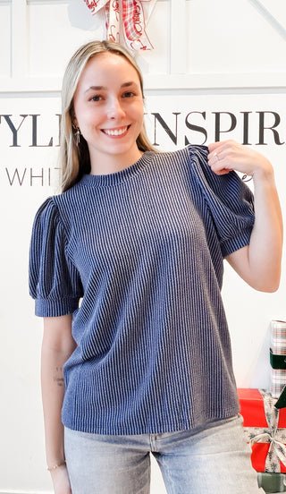 Traci Ribbed Puff Short Sleeve Top *Final Sale*